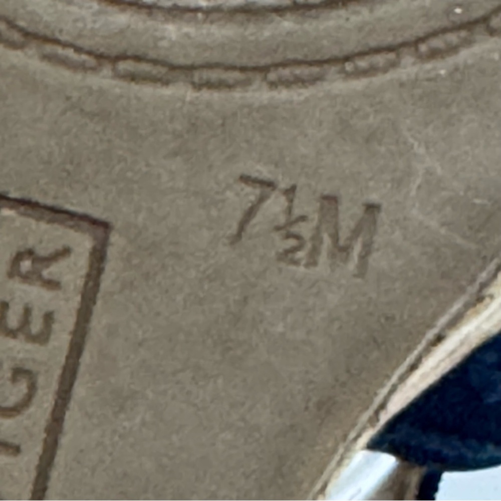 Tommy Hilfiger Woman’s Wedge Sandals Size7.5 Navy Blue Cork Platform Logo Straps - Picture 13 of 13